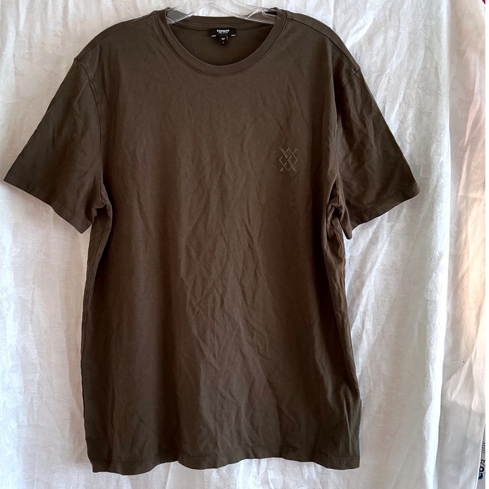 Express Pima‎ Cotton T-Shirt Mens Large Brown Good Short Sleeve Crew Neck Logo